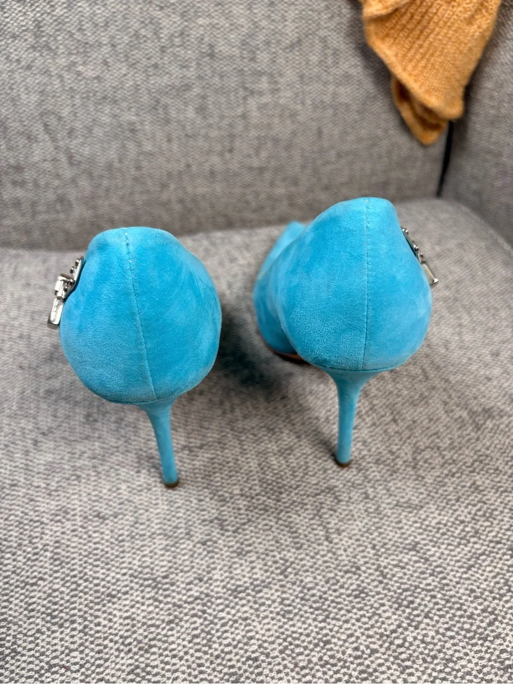 STEVEN DANN - Blue Suede Pointed-Toe Stiletto Pumps